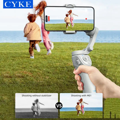 CYKE Multi-function three-axis stabilizer 360 Tracking Face Recognition Smartphone Selfie Stick Portable with fill light M01
