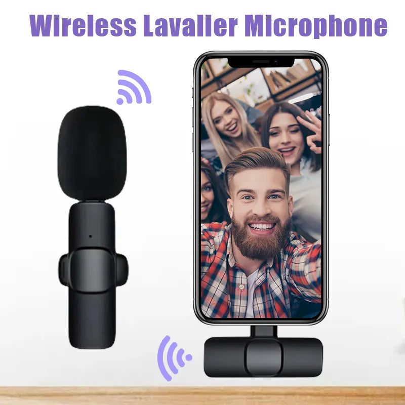 Eonline For iPhone Wireless Lavalier Microphone Portable Audio Video Recording Mini Mic Live Broadcast Gaming Android Microfonoe