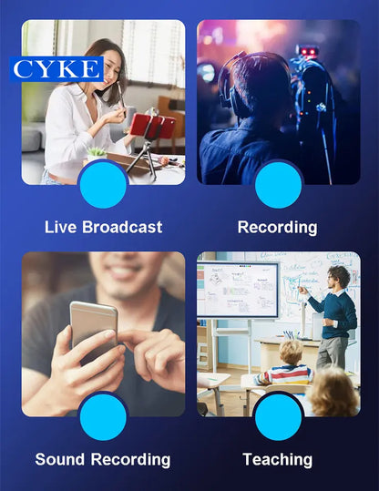 CYKE 3.5 Mm Dual Mini Clip Lavalier Collar Lapel Wireless Mic Microphone For Mobile Phone Camera Vlogging K35