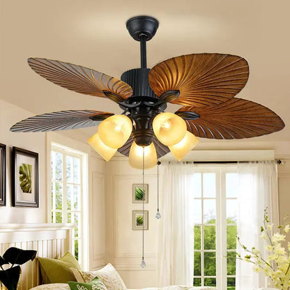 Intelligent 52 inch Home Appliances ABS leaves design blades ceiling fan with led light
