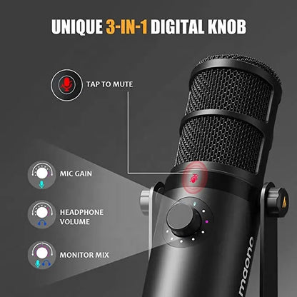 MAONO Programmable Dynamic Microphone XLR and USB Dual Mode Studio Mic For Podcast Gaming Streaming Professional XLR Microphones