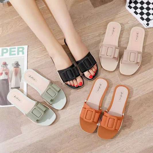 Sandals outdoor summer slippers female student dormitory Muller shoes flat shoes