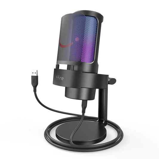 Fifine Ampligame A8 Professional Usb Studio Micropohone Condenser Mic Desktop Podcast Microphone Rgb Gaming Microphone