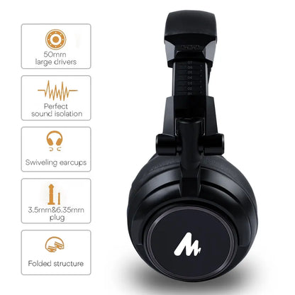 MAONO Professional Studio Monitor Headphones 50 mm Dynamic Type Surround Stereo Wired DJ Headphone For Music Mixer Gamer Headset